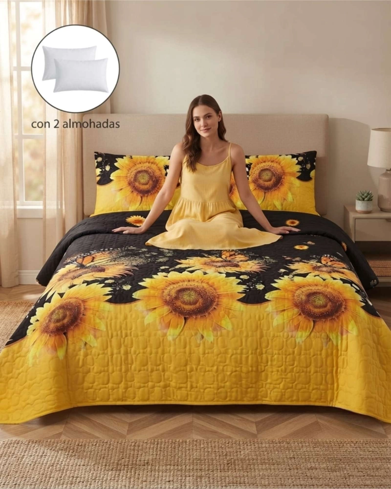 QUILT DE VERANO KING MAS ALMOHADAS TRANSPIRABLE Y SUAVE - 4