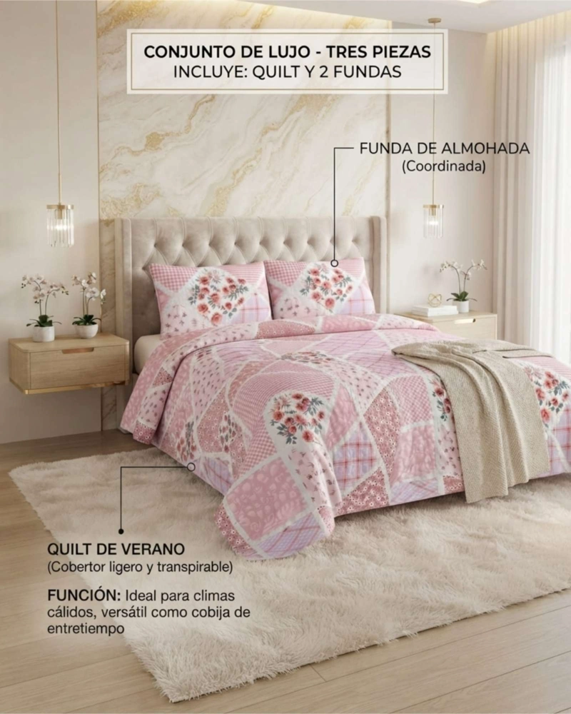 QUILT DE VERANO KING TRANSPIRABLE Y SUAVE - 5