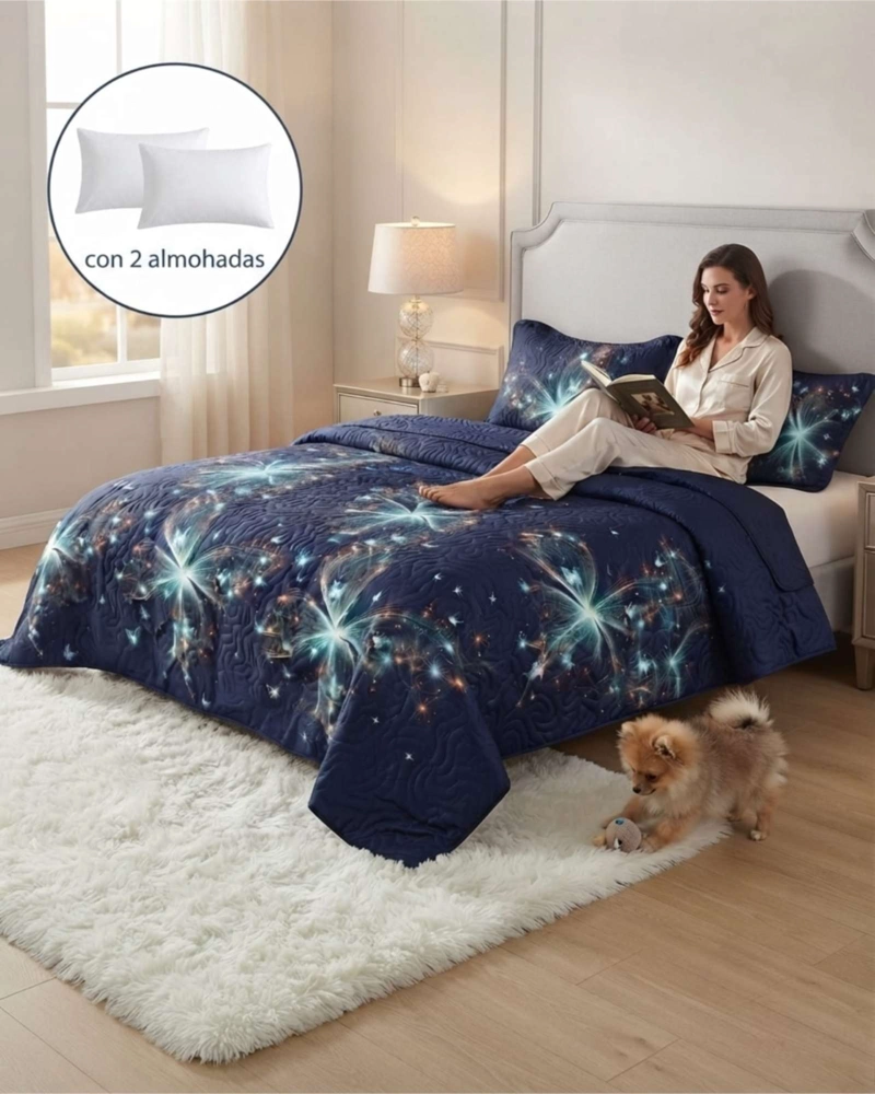 QUILT DE VERANO KING MAS ALMOHADAS TRANSPIRABLE Y SUAVE - 4