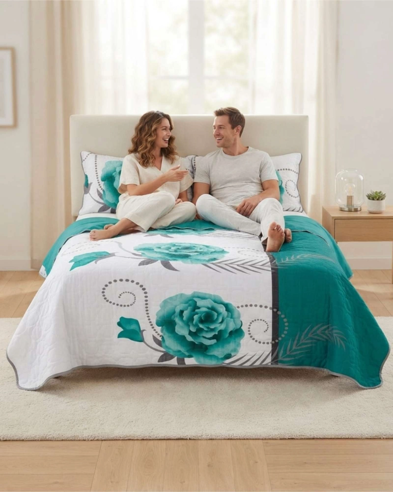 QUILT DE VERANO KING MAS ALMOHADAS TRANSPIRABLE Y SUAVE - 3