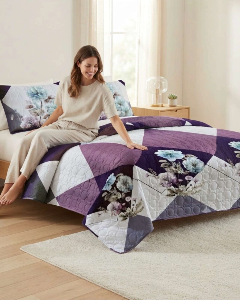 QUILT DE VERANO KING MAS ALMOHADAS TRANSPIRABLE Y SUAVE - 2