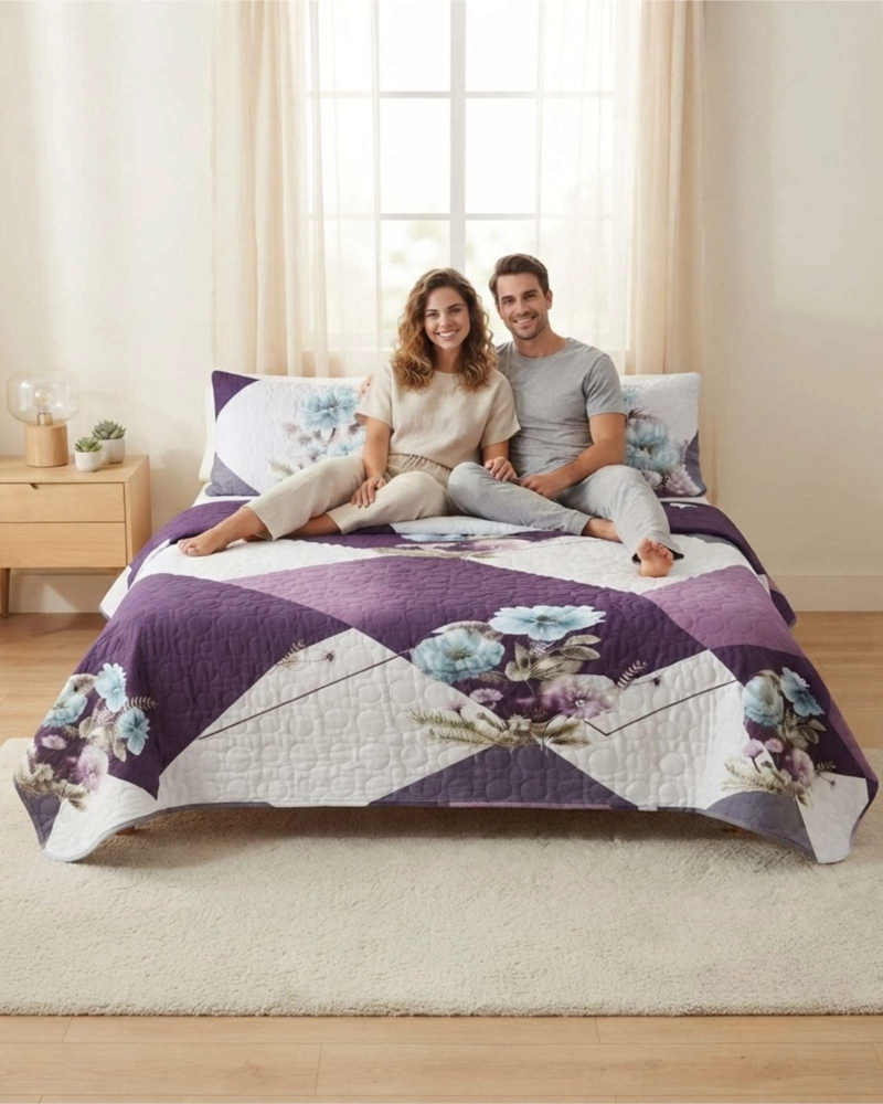 QUILT DE VERANO KING MAS ALMOHADAS TRANSPIRABLE Y SUAVE - 3
