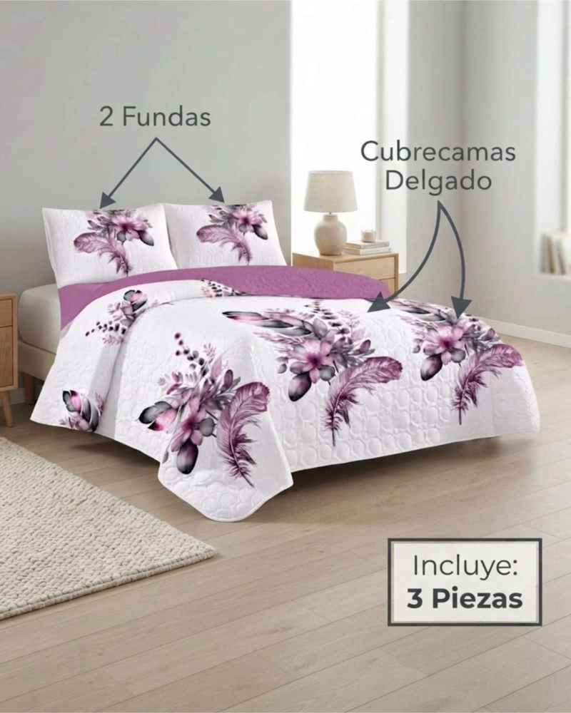 QUILT DE VERANO KING MAS ALMOHADAS TRANSPIRABLE Y SUAVE - 5