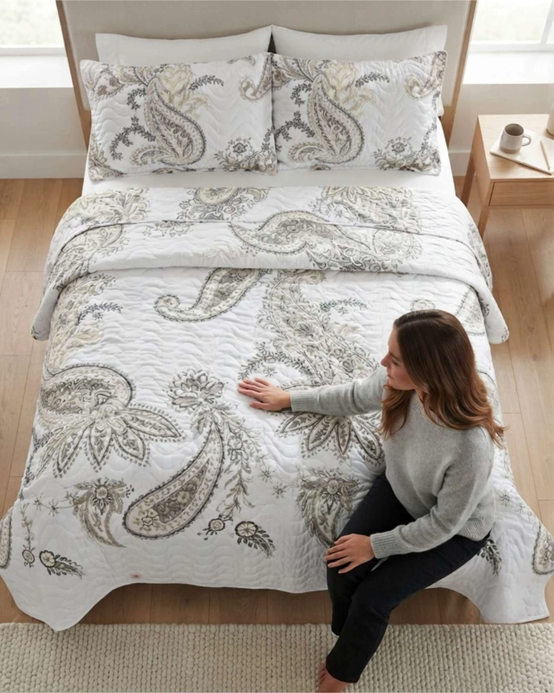 QUILT DE VERANO KING MAS ALMOHADAS TRANSPIRABLE Y SUAVE - 2