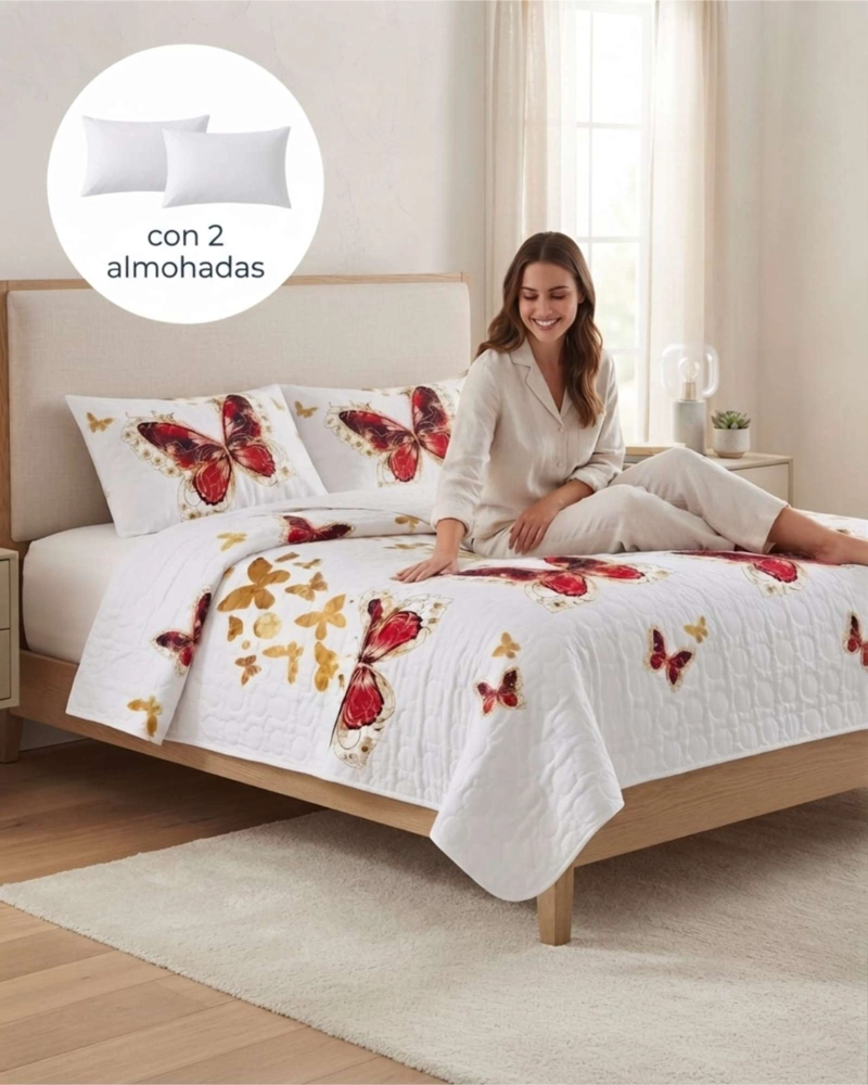 QUILT DE VERANO KING MAS ALMOHADAS TRANSPIRABLE Y SUAVE - 4