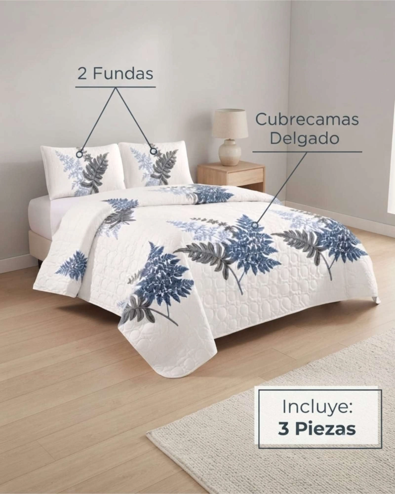 QUILT DE VERANO KING MAS ALMOHADAS TRANSPIRABLE Y SUAVE - 5