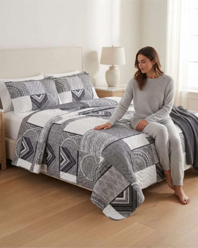 QUILT DE VERANO KING MAS ALMOHADAS TRANSPIRABLE Y SUAVE - 1