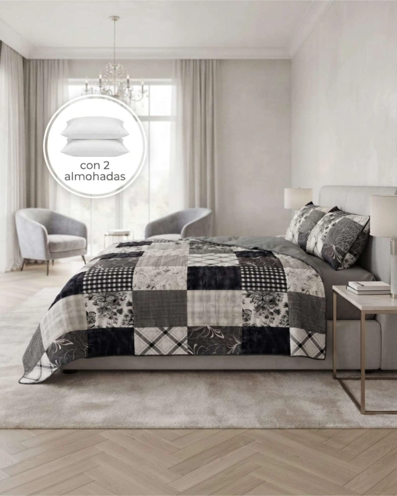 QUILT DE VERANO KING MAS ALMOHADAS TRANSPIRABLE Y SUAVE - 4