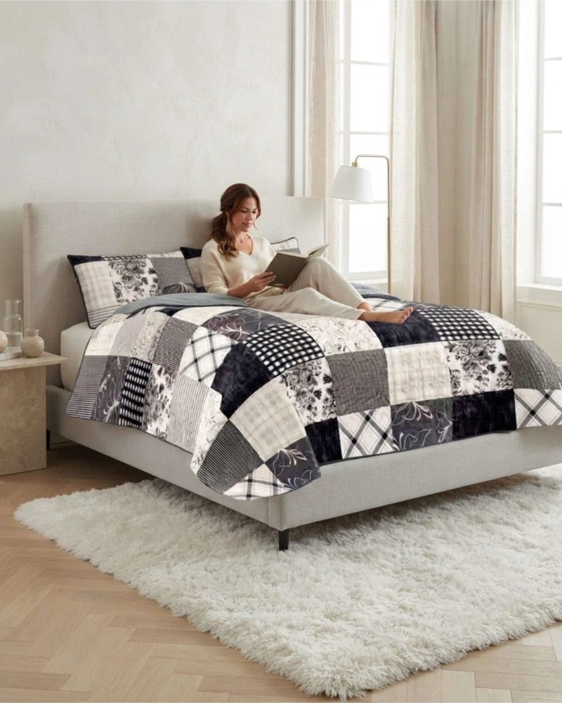 QUILT DE VERANO KING MAS ALMOHADAS TRANSPIRABLE Y SUAVE - 5