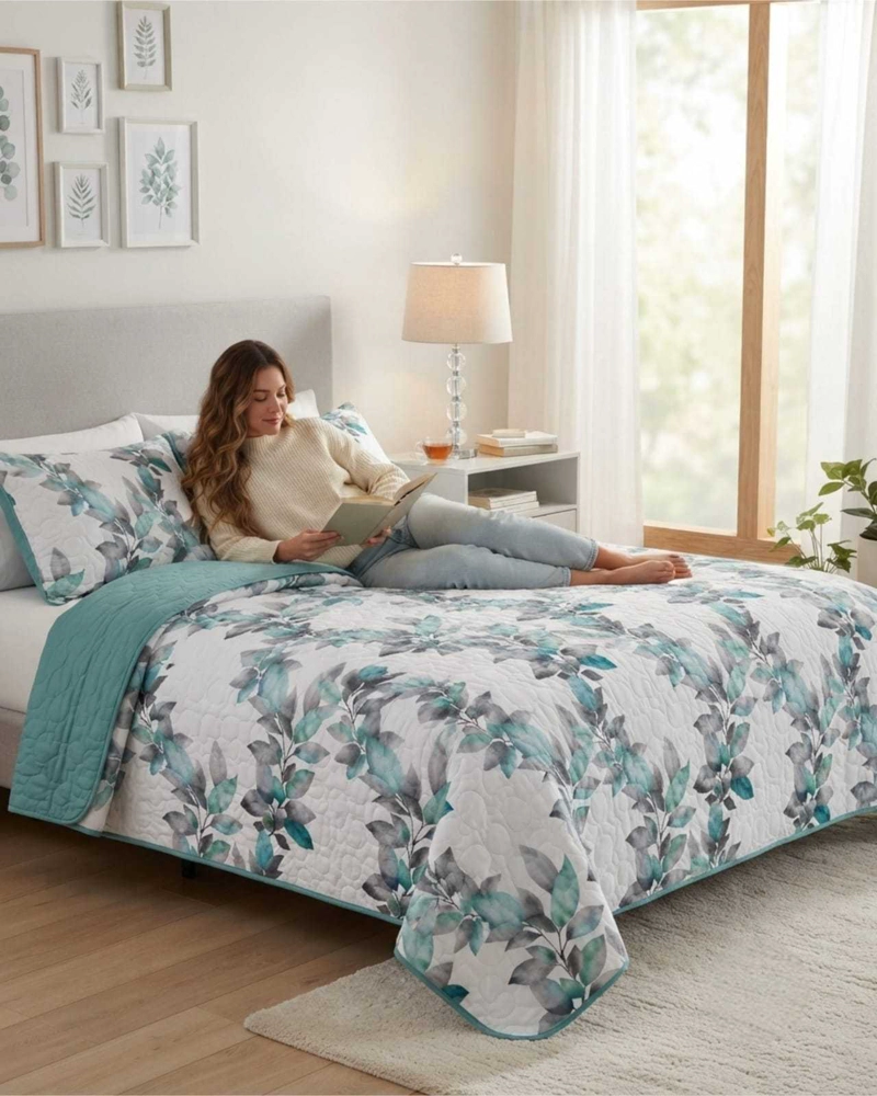 QUILT DELGADO PARA VERANO FRESCO 2 PLAZAS MAS ALMOHADAS - 2