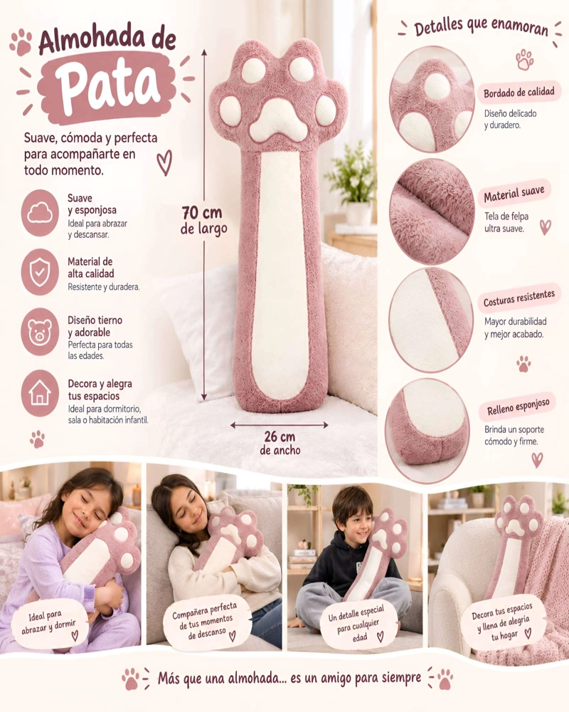 PELUCHE GIGANTE DE 70 CM ALMOHADA DE APOYO Y RESPALDO SUAVE - 5