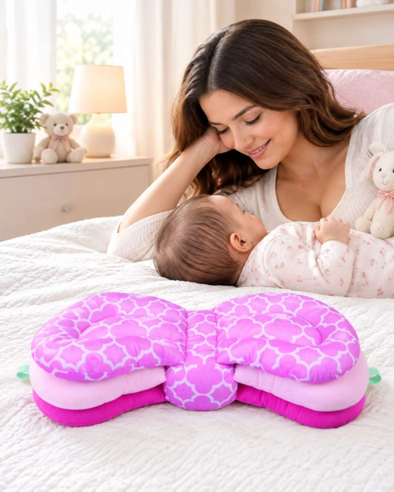 COJIN DE LACTANCIA AJUSTABLE BEBE  LAZO ROSA - 1
