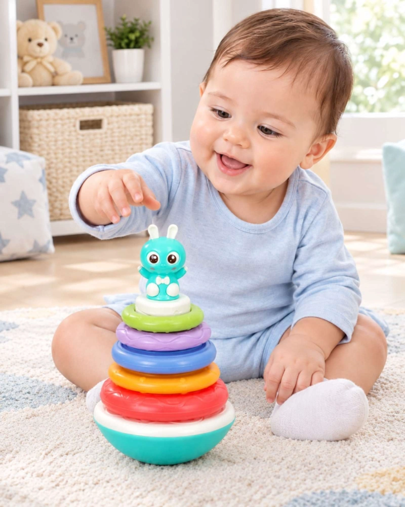 TORRE DE AROS APILABLES DIDACTICA PARA BEBE  COLORES SURTIDOS - 4