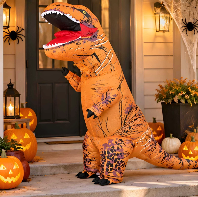DISFRAZ INFLABLE DINOSAURIO T-REX NARANJA - 2