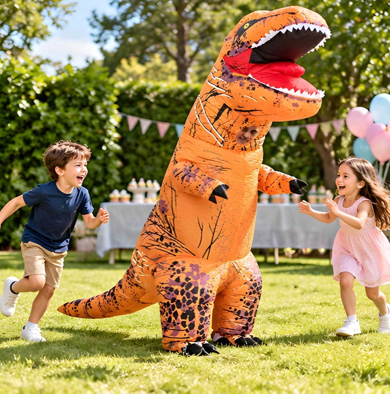 DISFRAZ INFLABLE DINOSAURIO T-REX NARANJA - 3