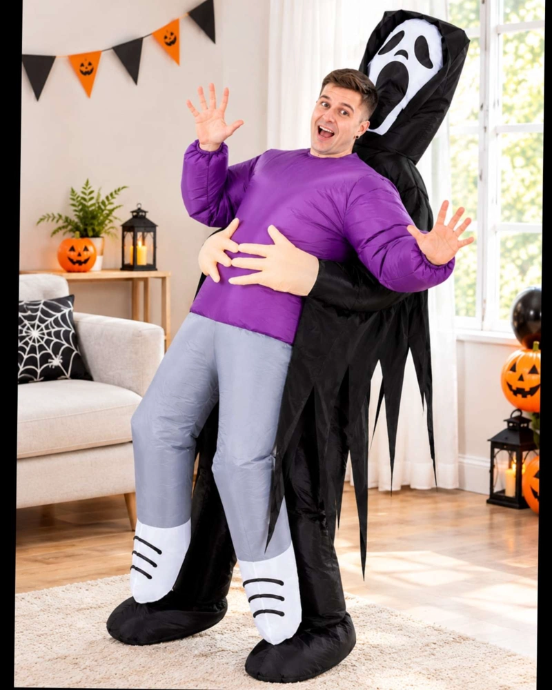 DISFRAZ FANTASMA MORADO ADULTO CON CAPA - 4