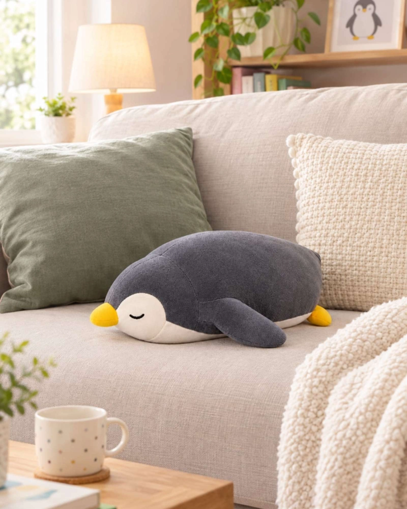 COJIN INFANTIL PELUCHE DE PINGUINO DORMILON 30 CM - 2