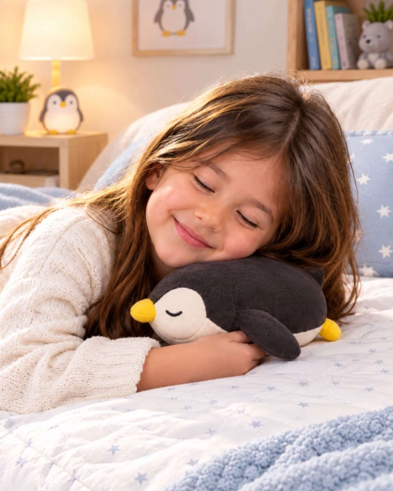 COJIN INFANTIL PELUCHE DE PINGUINO DORMILON 30 CM - 1