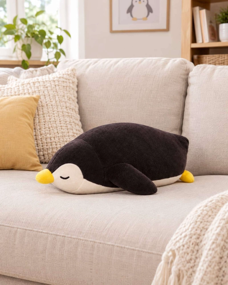 COJIN INFANTIL PELUCHE DE PINGUINO DORMILON 30 CM - 2