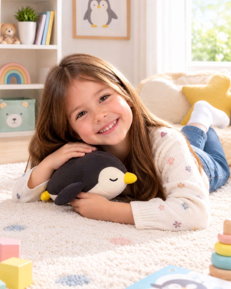COJIN INFANTIL PELUCHE DE PINGUINO DORMILON 30 CM - 3
