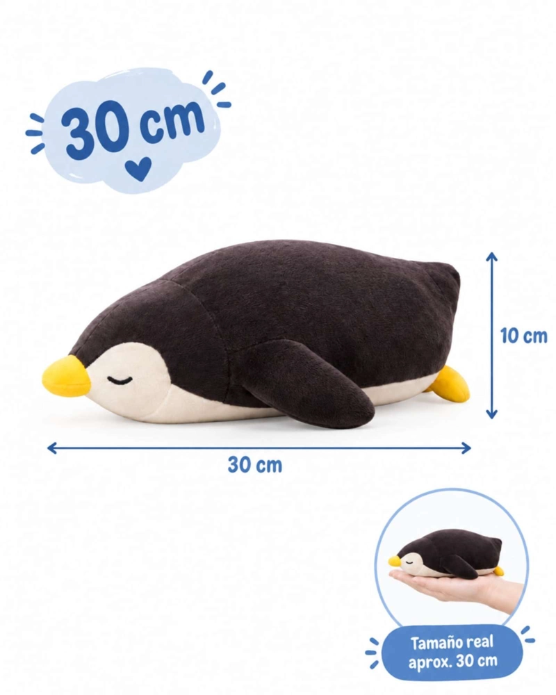 COJIN INFANTIL PELUCHE DE PINGUINO DORMILON 30 CM - 5