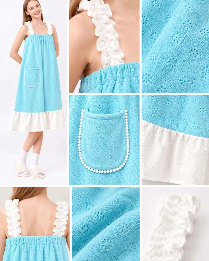 TOALLA VESTIDO PLAYERO CON TIRANTES Y BOLSILLO PARA MUJER XS - 2