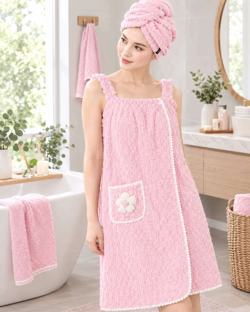 VESTIDO DE TOALLA PARA MUJER CON BOLSILLO Y TIRANTES M - 2
