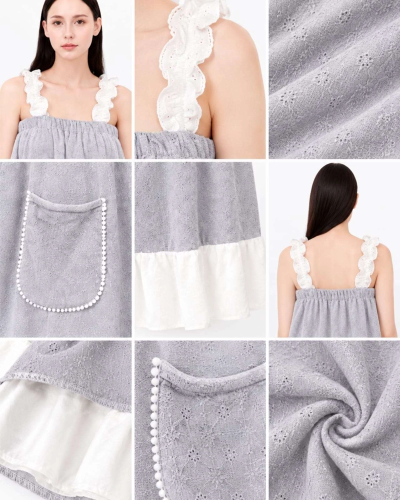 VESTIDO DE TOALLA PARA MUJER CON BOLSILLO Y TIRANTES M - 2