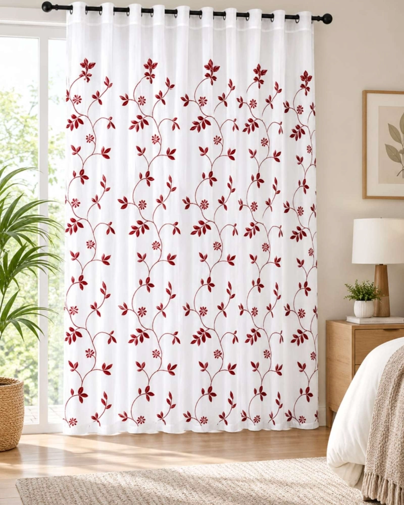 PACK 2 CORTINAS VISILLO CON BORDADOS Y OJALES 140X220CM - 5