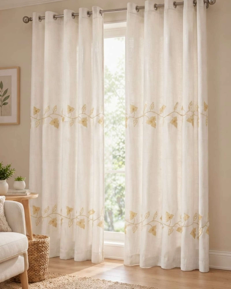 PACK 2 CORTINAS VISILLO CON BORDADOS Y OJALES 140X220CM - 1