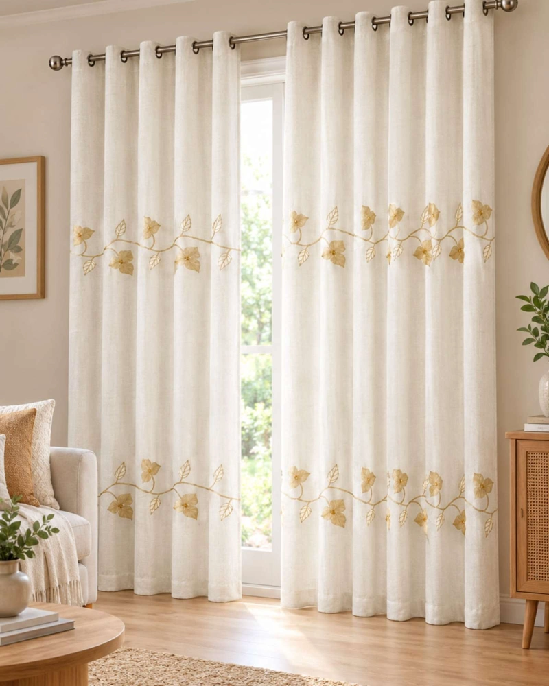 PACK 2 CORTINAS VISILLO CON BORDADOS Y OJALES 140X220CM - 2