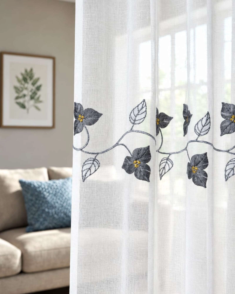 PACK 2 CORTINAS VISILLO CON BORDADOS Y OJALES 140X220CM - 4