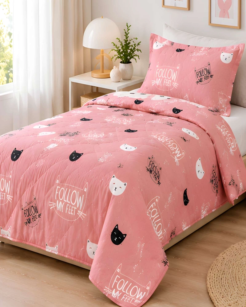 CUBRECAMA QUILT 1.5 PLAZAS PARA VERANO CON ALMOHADA INCLUIDA - 4