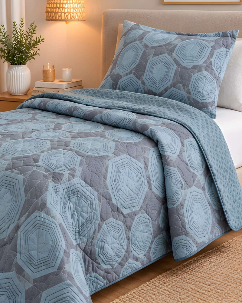 CUBRECAMA QUILT 1.5 PLAZAS PARA VERANO CON ALMOHADA INCLUIDA - 3