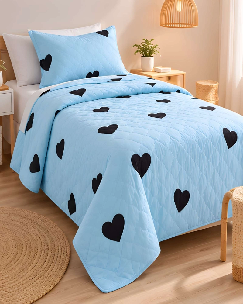 CUBRECAMA QUILT 1.5 PLAZAS PARA VERANO CON ALMOHADA INCLUIDA - 3