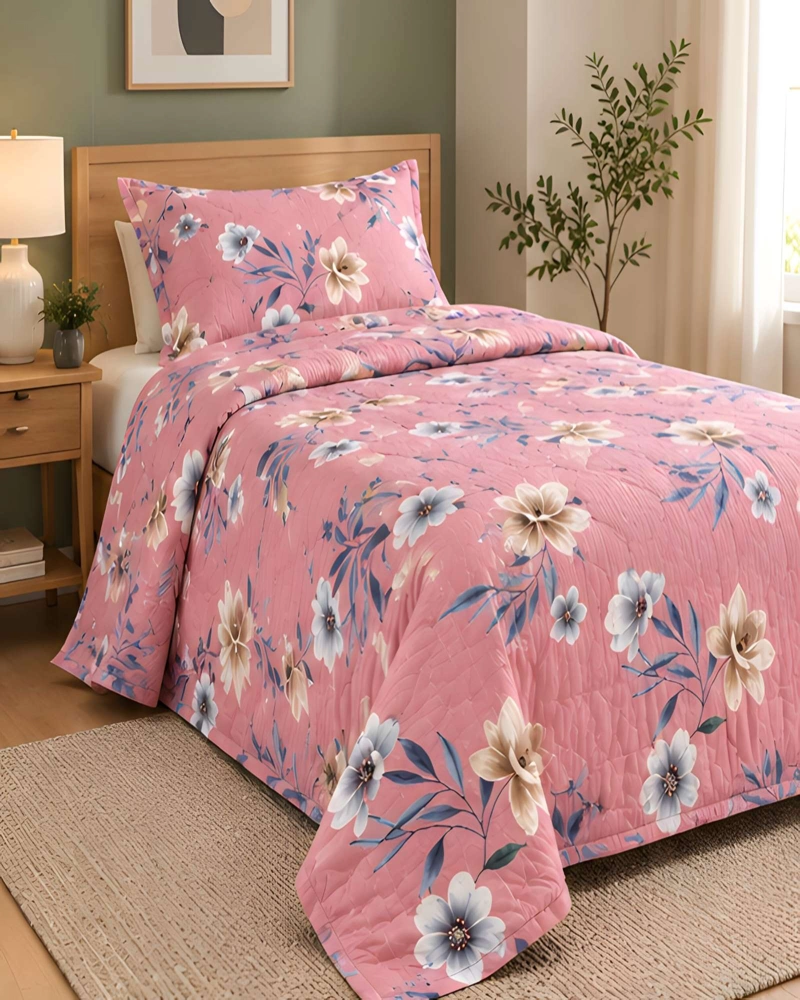 CUBRECAMA QUILT 1.5 PLAZAS PARA VERANO CON ALMOHADA INCLUIDA - 3