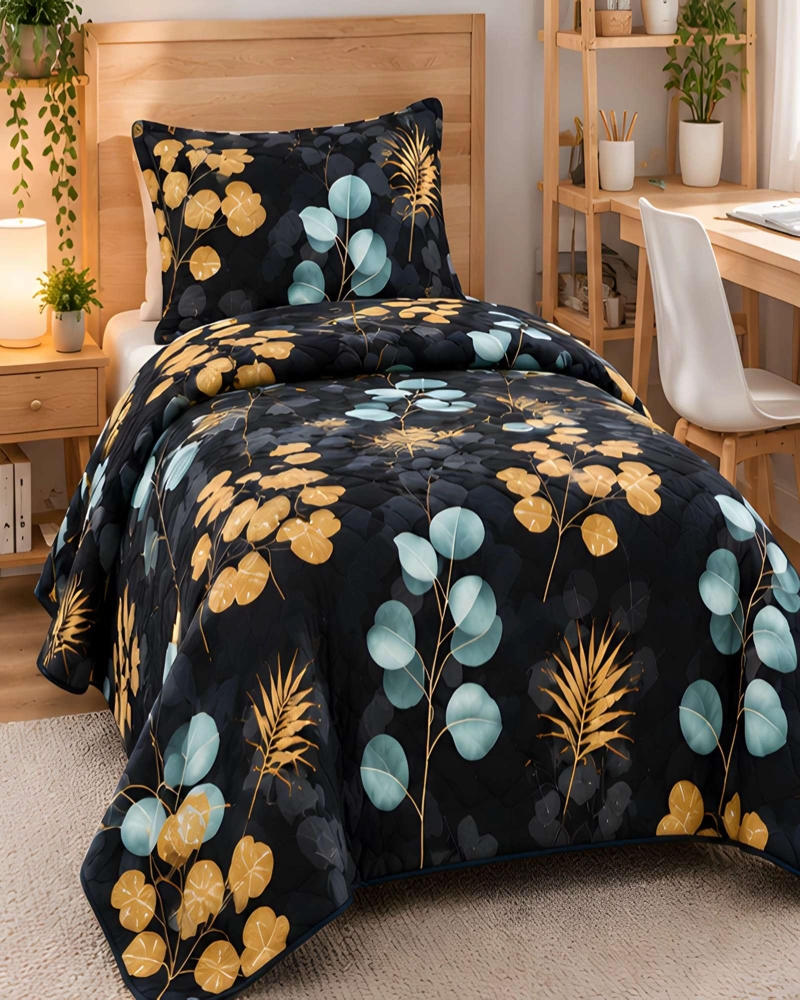 CUBRECAMA QUILT 1.5 PLAZAS PARA VERANO CON ALMOHADA INCLUIDA - 4