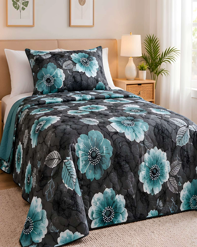 CUBRECAMA QUILT 1.5 PLAZAS PARA VERANO CON ALMOHADA INCLUIDA - 3