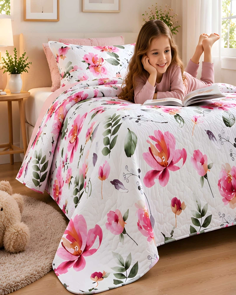 CUBRECAMA QUILT 1.5 PLAZAS PARA VERANO CON ALMOHADA INCLUIDA - 3