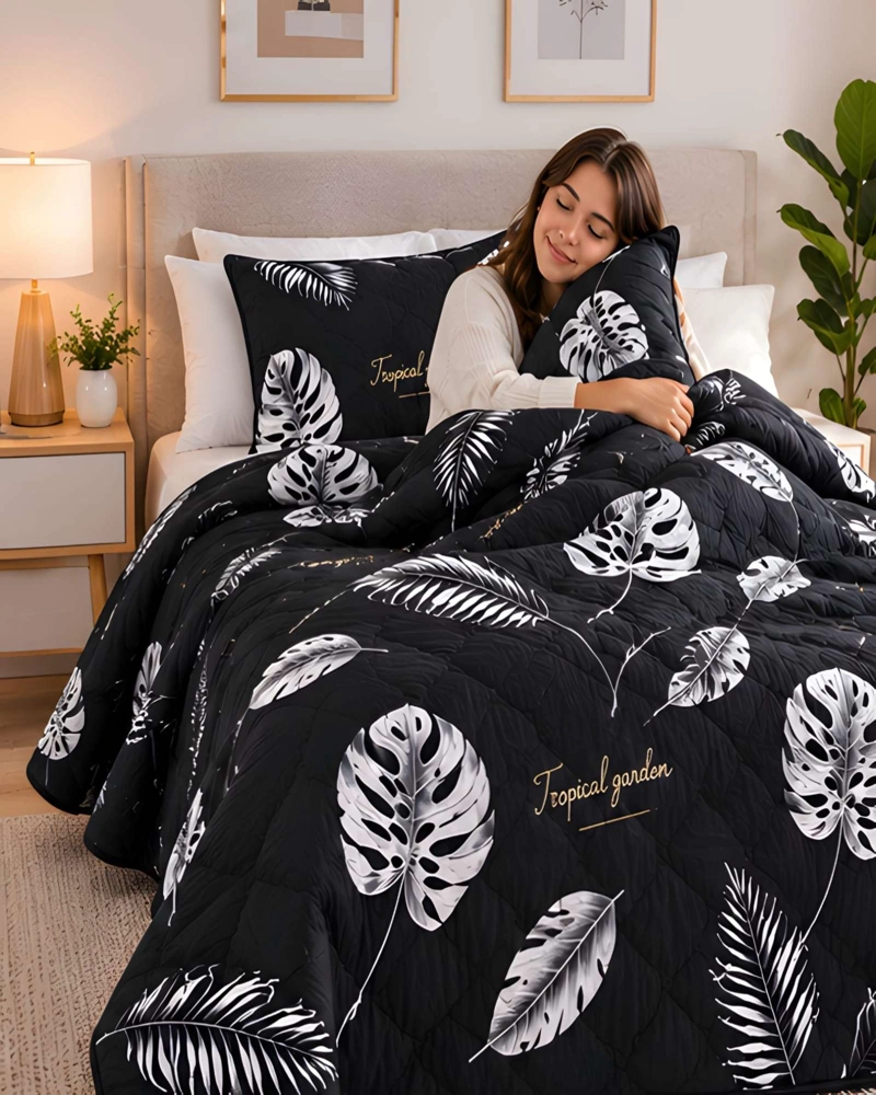 CUBRECAMA QUILT 1.5 PLAZAS PARA VERANO CON ALMOHADA INCLUIDA - 3