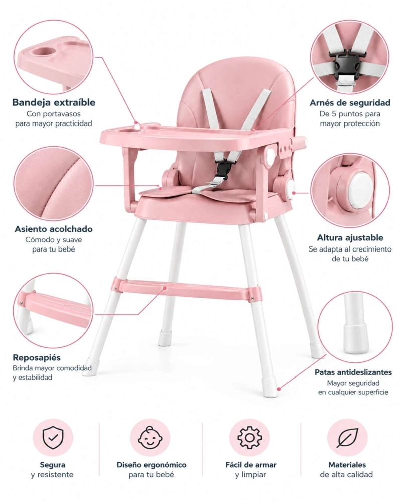 COMEDOR DE BEBE  2 EN 1 ANTIDESLIZANTE ARNE S 5 PUNTOS Y REPOSAPIE S - 5