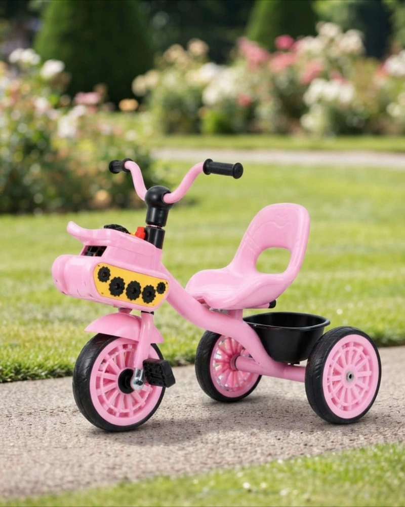 TRICICLO INFANTIL CON PEDALES ASIENTO ERGONOMICO Y CANASTO - 3