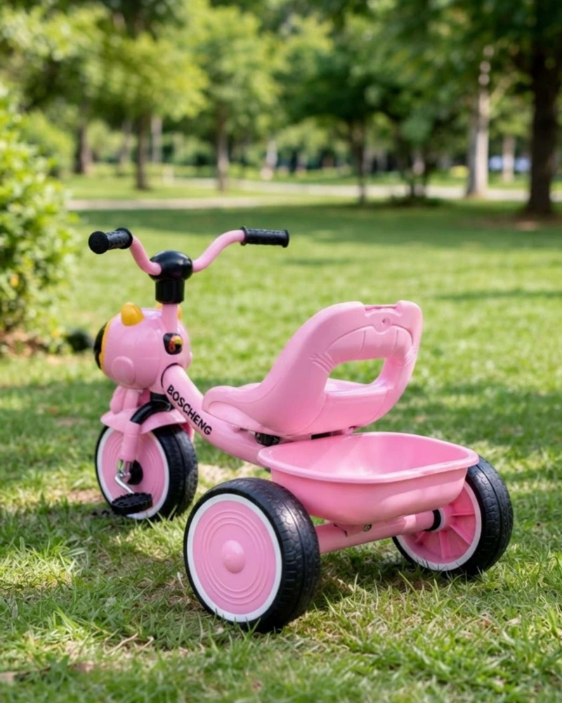 TRICICLO PARA NIÑA DE ASIENTO CON RESPALDO ERGONOMICO Y CANASTO - 3