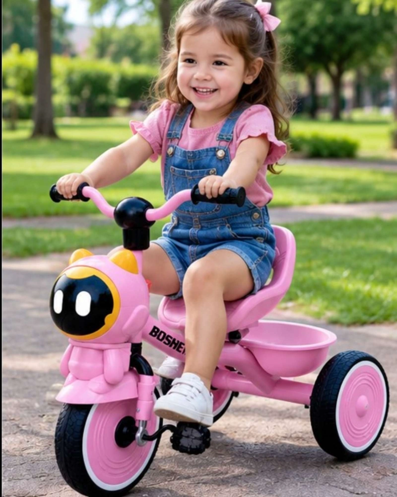 TRICICLO PARA NIÑA DE ASIENTO CON RESPALDO ERGONOMICO Y CANASTO - 4