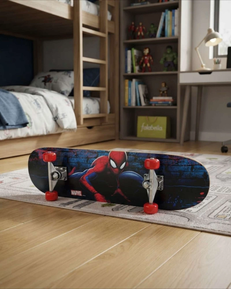 PATINETA INFANTIL DE MADERA CON KIT DE PROTECCION COMPLETO NEGRO Y CASCO - 2