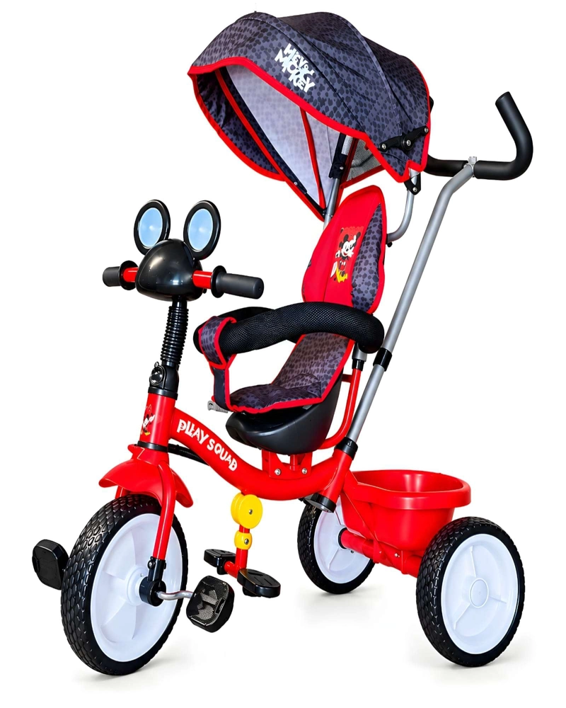 TRICICLO PARA NIÑOS DE MICKEY MOUSE CON BARRA DE SEGURIDAD Y TOLDO - 6