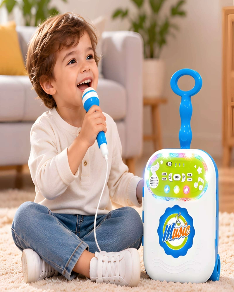 MALETA MUSICAL INFANTIL CON MICROFONO Y RUEDAS PARA JUEGOS DE CANTAR - 2
