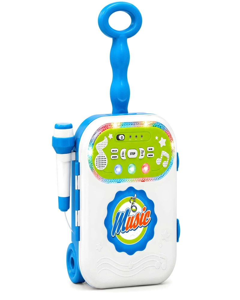 MALETA MUSICAL INFANTIL CON MICROFONO Y RUEDAS PARA JUEGOS DE CANTAR - 6