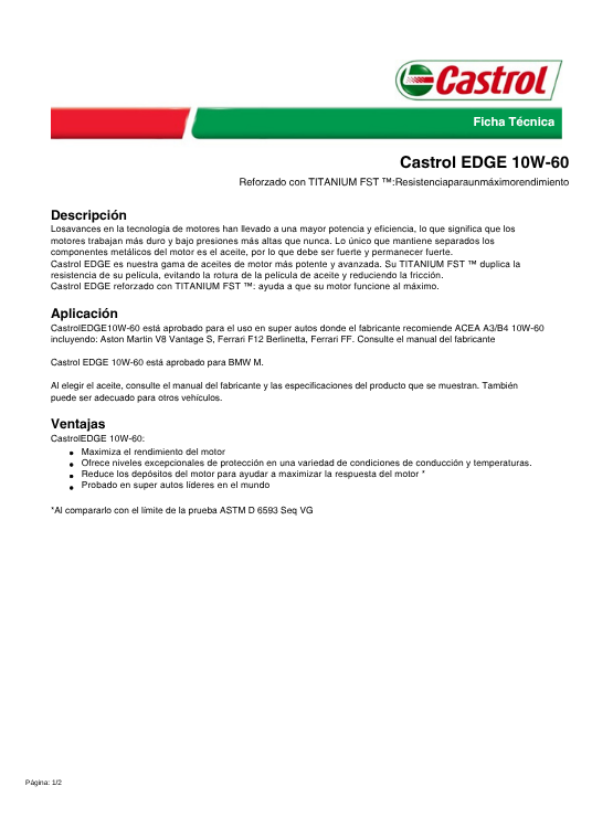 ACEITE MOTOR CASTROL 10W60 EDGE SUPERCAR 4 LITROS - 3