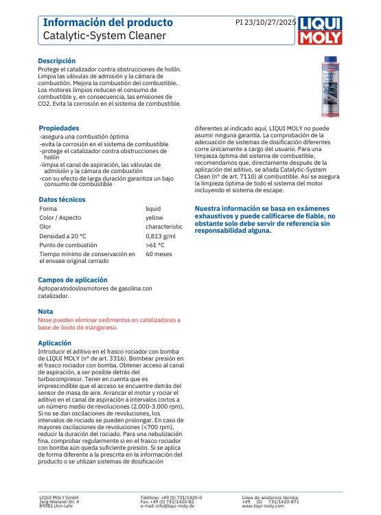 LIMPIADOR SISTEMA CATALITICO LIQUI MOLY 300 ML - 2